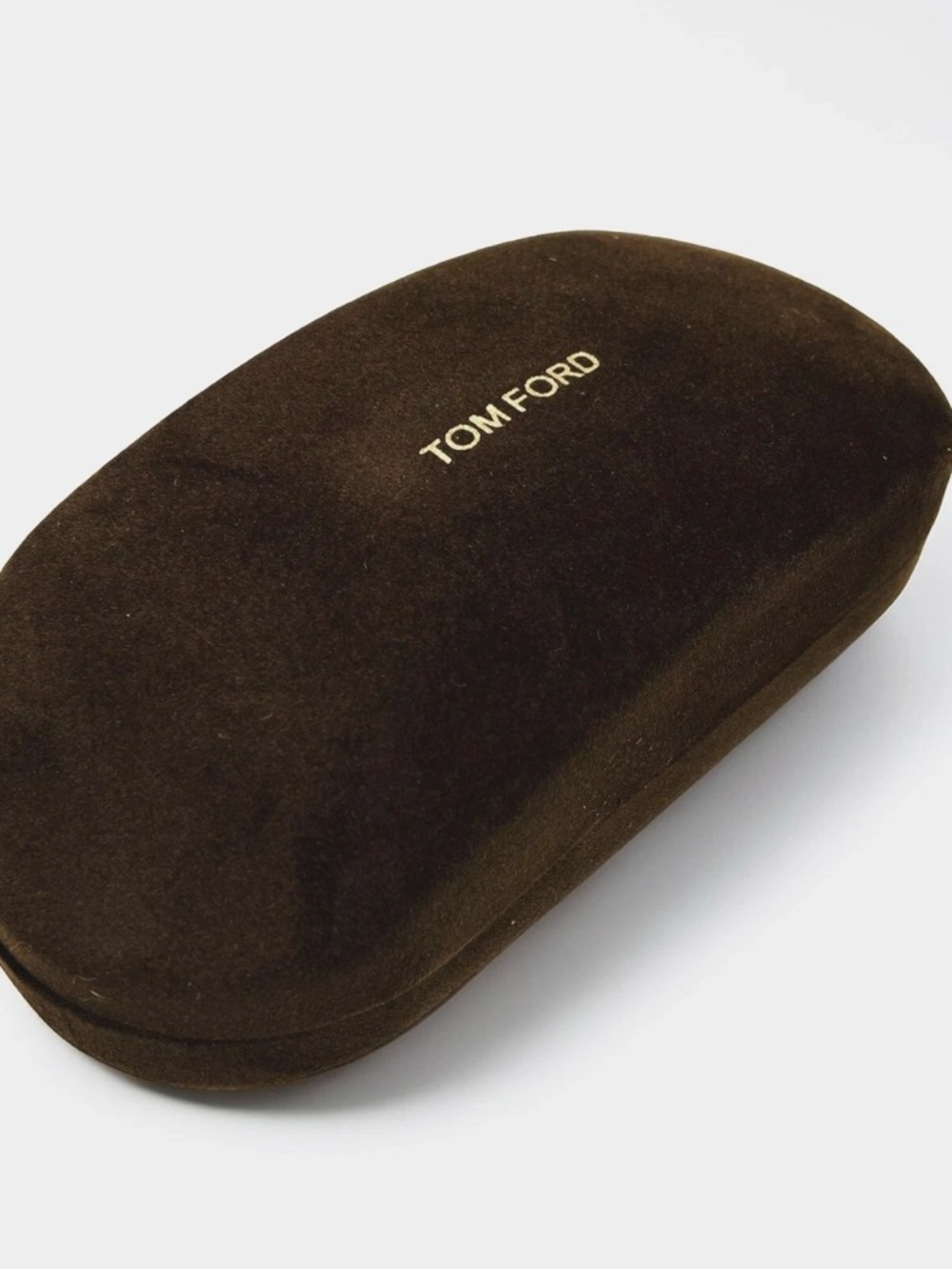 Tom Ford Brown Suede Sunglass Case with Gold Logo